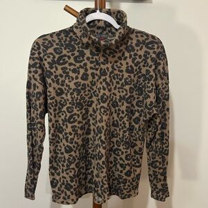 Vince Camuto Animal Print Knit Turtle Neck Top